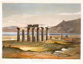 Neptunusz temploma Korinthusban, a görögországi ókori műemlékek maradványainak válogatott nézeteiből, William Cole 1833-as rajzaiból